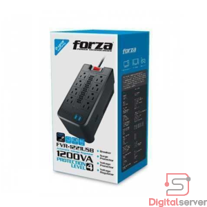 REGULADOR DE VOLTAJE FORZA / FVR-1221USB / 1200VA 600W 8 SALIDAS /  1 PUERTOS USB B / 1 PUERTO TIPO C / COLOR NEGRO 