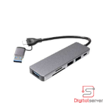 HUB 5 EN 1 USB 3.0 Y TIPO C / 3 PUERTOS USB  SD/TF LECTOR DE TARJETAS / LED