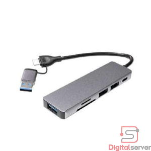 HUB 5 EN 1 USB 3.0 Y TIPO C / 3 PUERTOS USB  SD/TF LECTOR DE TARJETAS / LED