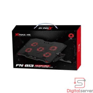 BASE DE ENFRIAMIENTO PARA LAPTOP XTRIKE ME FN-813 / 9" A 15.6" / 5 VENTILADORES CON LUZ LED ROJA / 2 PUERTOS USB 2.0 / SOPORTE TELÉFONO / NEGRO