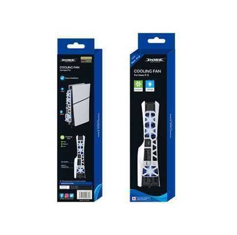 COOLER VENTILADOR FAN PARA PLAY STATION 5 PS5 SLIM LUZ AZUL DOBE TP5-3538 COLOR BLANCO