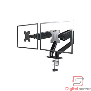 SOPORTE DOBLE DE ESCRITORIO / DY-02 / BRAZO HIDRÁULICO / PARA MONITOR 17" A 32" / VESA 75X75 100X100MM / HASTA 10KG