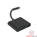 ADAPTADOR CONVERTIDOR 3 EN 1 / LCS-CF1523 / TIPO C MACHO A 3 SALIDAS TIPO C / HDMI / USB 3.0 / COLOR NEGRO