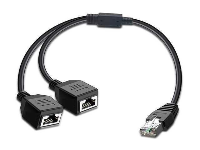 ADAPTADOR SPLITTER 1 RJ45 MACHO A 2 RJ45 HEMBRA / ETHERNET/ CAT 5E