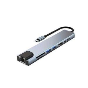DOCKING STATION AVANTI ADAPTADOR HUB 8 EN 1 TIPO C / 4K UHD HDMI CON RJ45 SD / TF LECTOR DE TARJETAS PD / USB 3.0 X 2