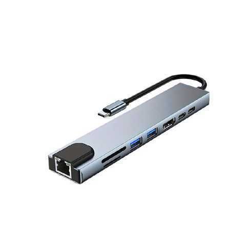 DOCKING STATION AVANTI ADAPTADOR HUB 8 EN 1 TIPO C / 4K UHD HDMI CON RJ45 SD / TF LECTOR DE TARJETAS PD / USB 3.0 X 2