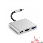ADAPTADOR CONVERTIDOR 3 EN 1 / LCS-CF1521 / TIPO C MACHO A 3 SALIDAS TIPO C / HDMI / USB 3.0 / COLOR PLATEADO