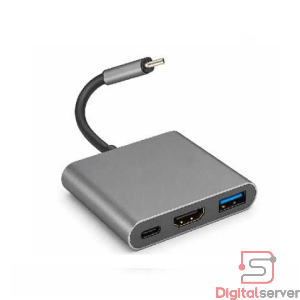 ADAPTADOR CONVERTIDOR 3 EN 1 / LCS-CF1520 / TIPO C MACHO A 3 SALIDAS TIPO C / HDMI / USB 3.0 / COLOR GRIS