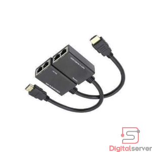 EXTENSOR PASIVO RJ45 CAT5 CAT6 A HDMI / 2 LINEAS / 30 METROS / FULL HD 1080P/ COLOR NEGRO