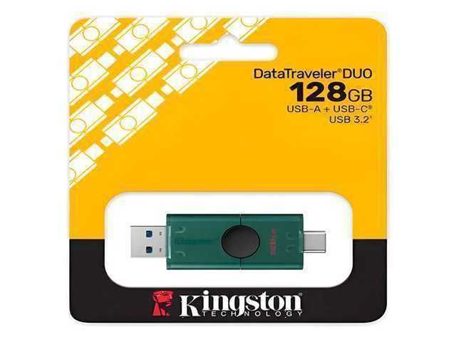 PENDRIVE KINGSTON 128GB / DATATRAVELER DUO / USB 3.2 + USB-C / COLOR VERDE