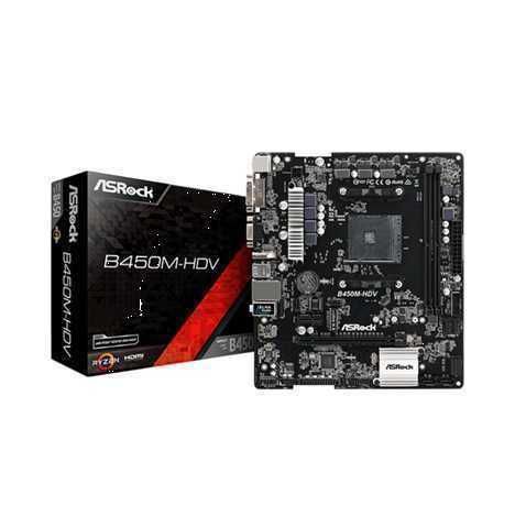 MAINBOARD ASROCK B450M HDV R4.0 / DDR4 / SOCKET AM4 / AMD RYZEN / HDMI DVI VGA / MICRO ATX