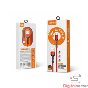 CABLE DE DATOS CARGA LDNIO LS63-5A TIPO USB A  A TIPO  C / 5A / ROJO NEGRO / 1 METRO