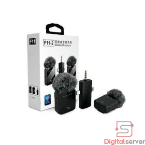 MICROFONOS INALAMBRICOS DE SOLAPA F11-2 / 3 EN 1 / TIPO C / LIGHTNING / JACK 3.5MM / COLOR NEGRO