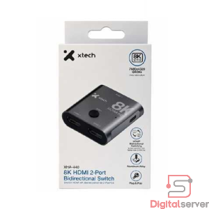 SWITCH SPLITTER XTECH XHA-440 / 1X2 PUERTOS HDMI BIDIRECCIONAL / 8K UHD 7680×4320 60HZ / HDCP / METALICO