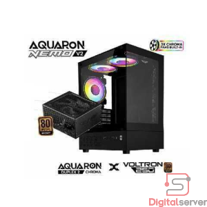 CASE ARMAGGEDDON AQUARON NEMO V2 / MICRO-ATX / INCLUYE 3 FANS ARGB Y FUENTE DE PODER CERTIFICADA 250W 80 PLUS BRONZE / COLOR NEGRO